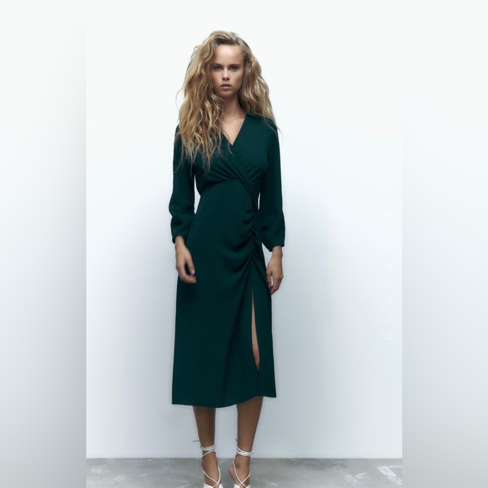 Zara - Gathered Midi Dress NWT
